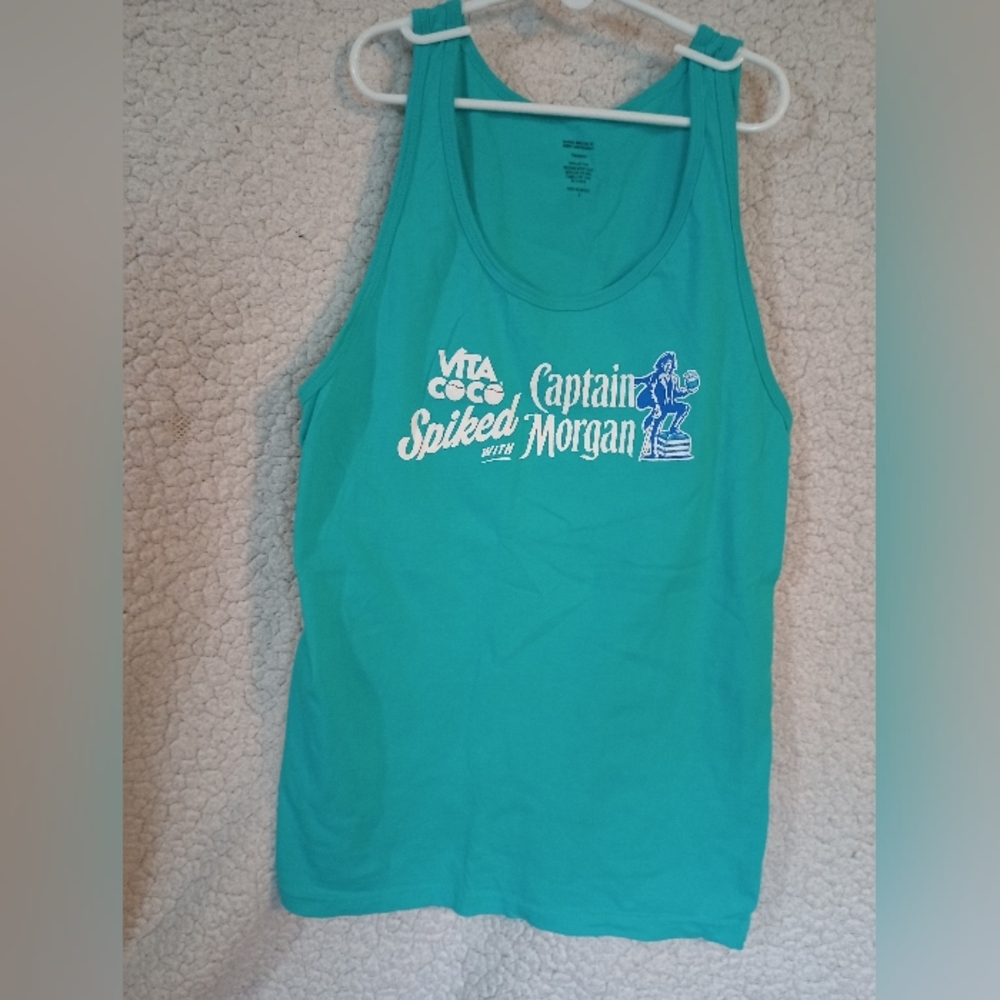 Tangerine Womens Tank Top Shirt Size S Aqua Logo Workout Activewear